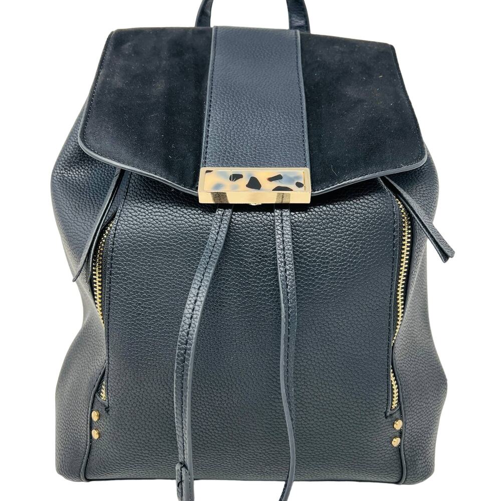 Topshop Dual Zip Backpack Black Gold